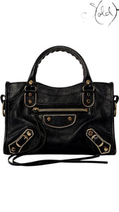 Balenciaga Metallic Edge Mini City Bag Black Leather – Gold Hardware, Authenticated Pre-Owned | Sold Attire