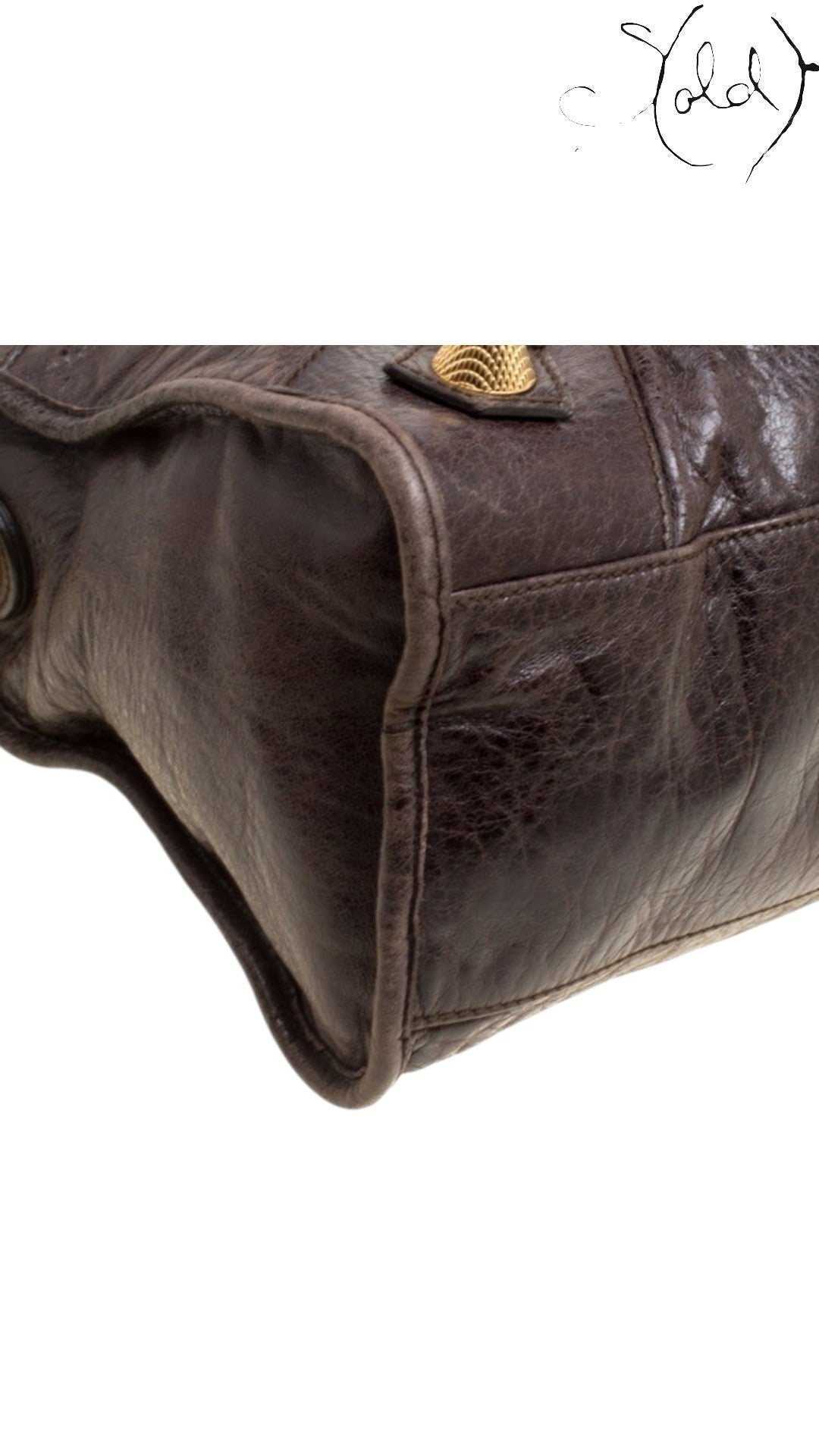 Balenciaga City Giant 21 Mogano brown chevre goatskin side corner condition - Sold Attire