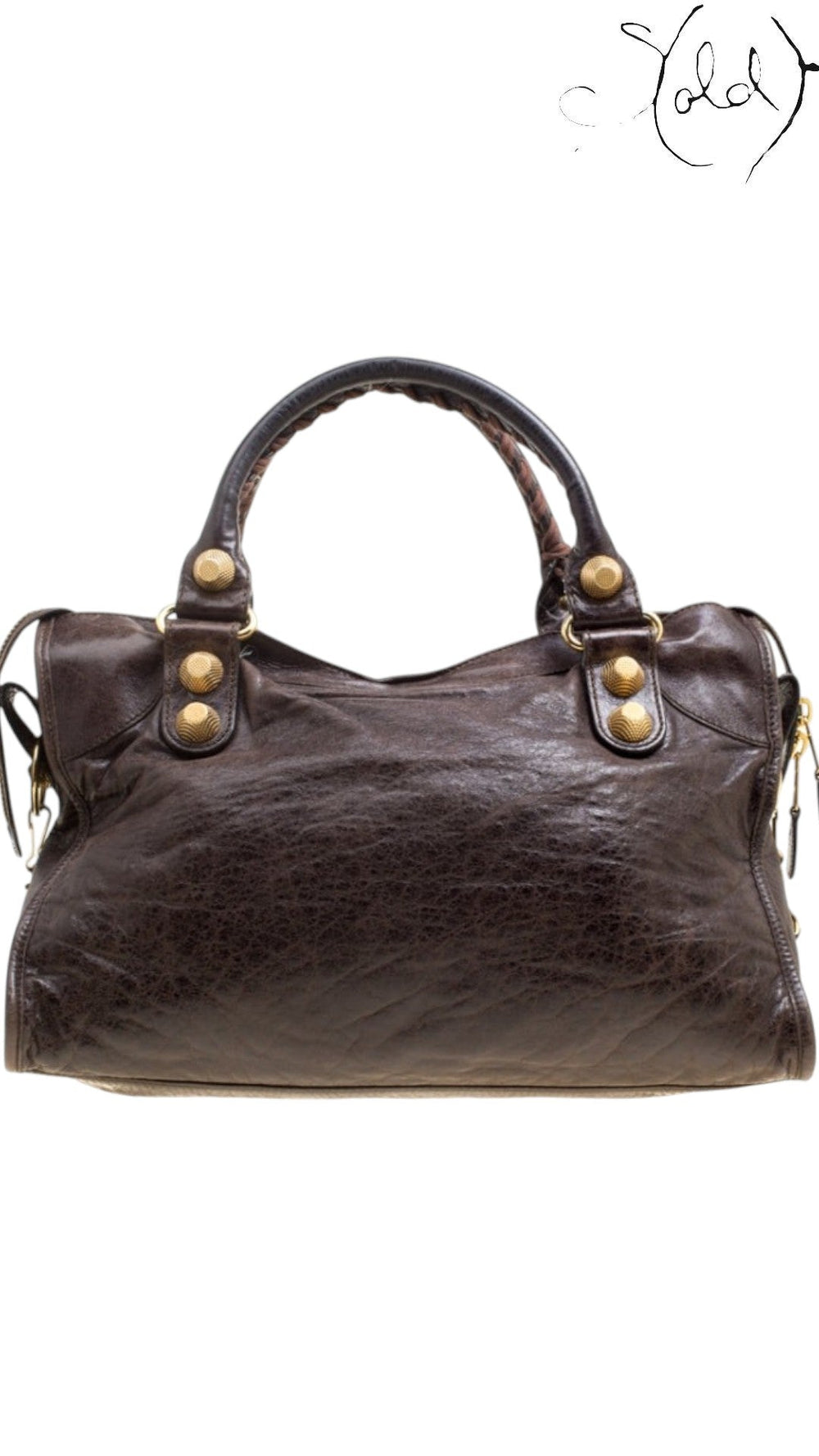 Balenciaga City Giant 21 Mogano brown chevre goatskin back view - Sold Attire