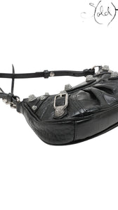 Balenciaga Le Cagole Mini Black Crocodile-Embossed Calfskin Rhinestone Chain 2023, Detail view | Sold Attire
