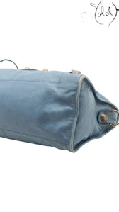 Sold Attire light blue lambskin Balenciaga Part Time bag with rose gold hardware, 2013 collection.