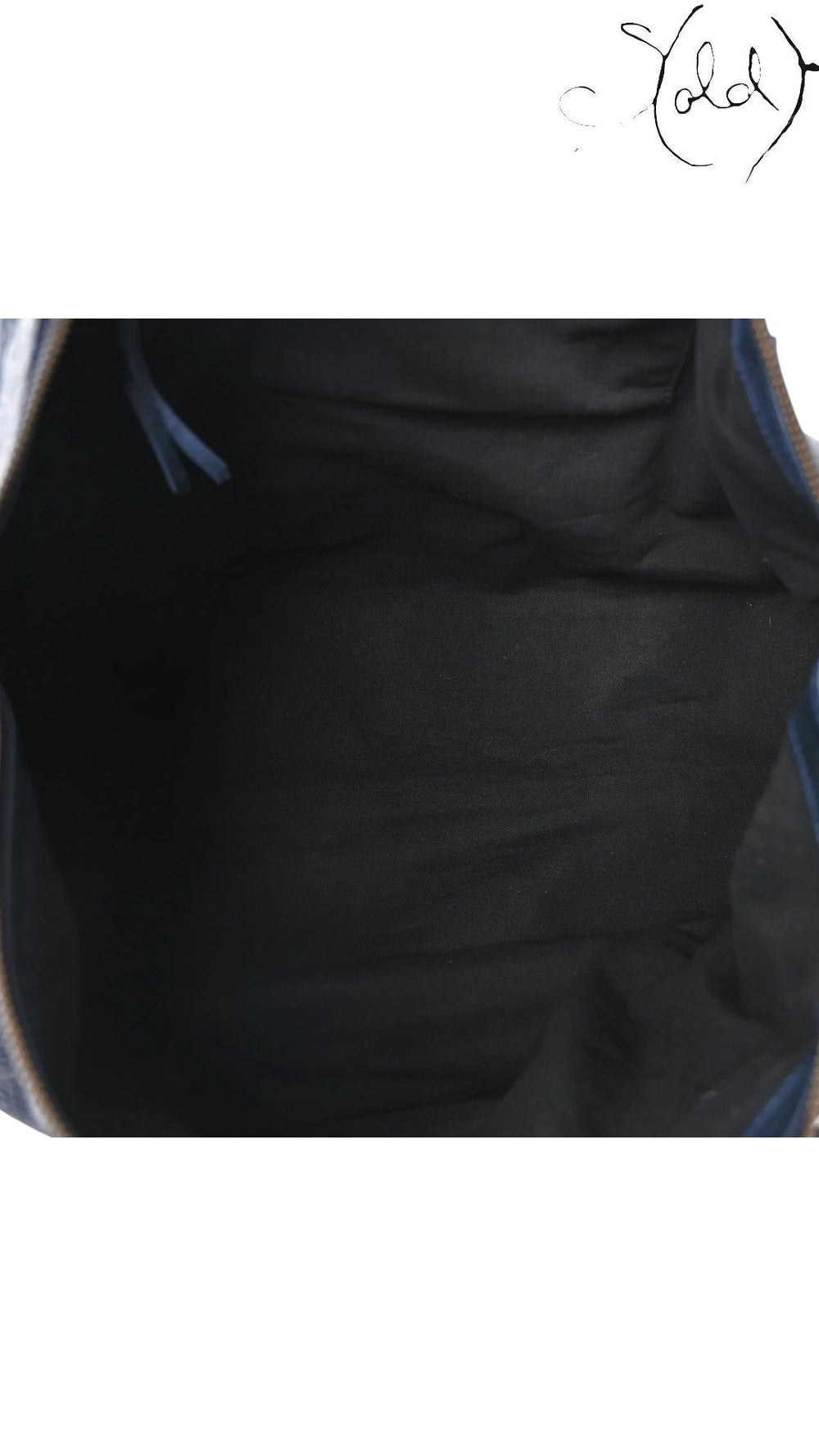 Sold Attire Balenciaga Classic Hardware Work bag in Bleu Obscur lambskin with black fabric lining and interior zip pocket.