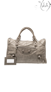 Balenciaga Work neutral leather front view