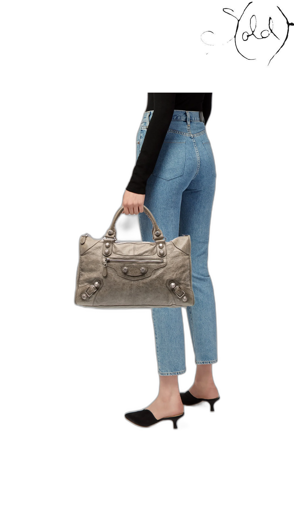 Balenciaga Work neutral leather carried scale view