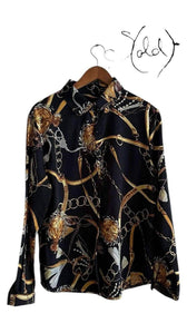 Baroque Print Blouse - Bold Vintage Glam, Interior view | Sold Attire
