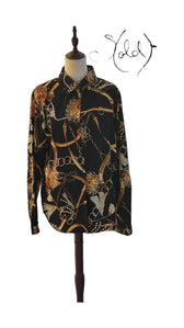Baroque Print Blouse - Bold Vintage Glam, Back view | Sold Attire