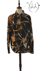 Baroque Print Blouse - Bold Vintage Glam blouse Sold Attire