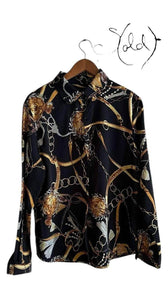 Baroque Print Blouse - Bold Vintage Glam, Authenticated Pre-Owned | Sold Attire