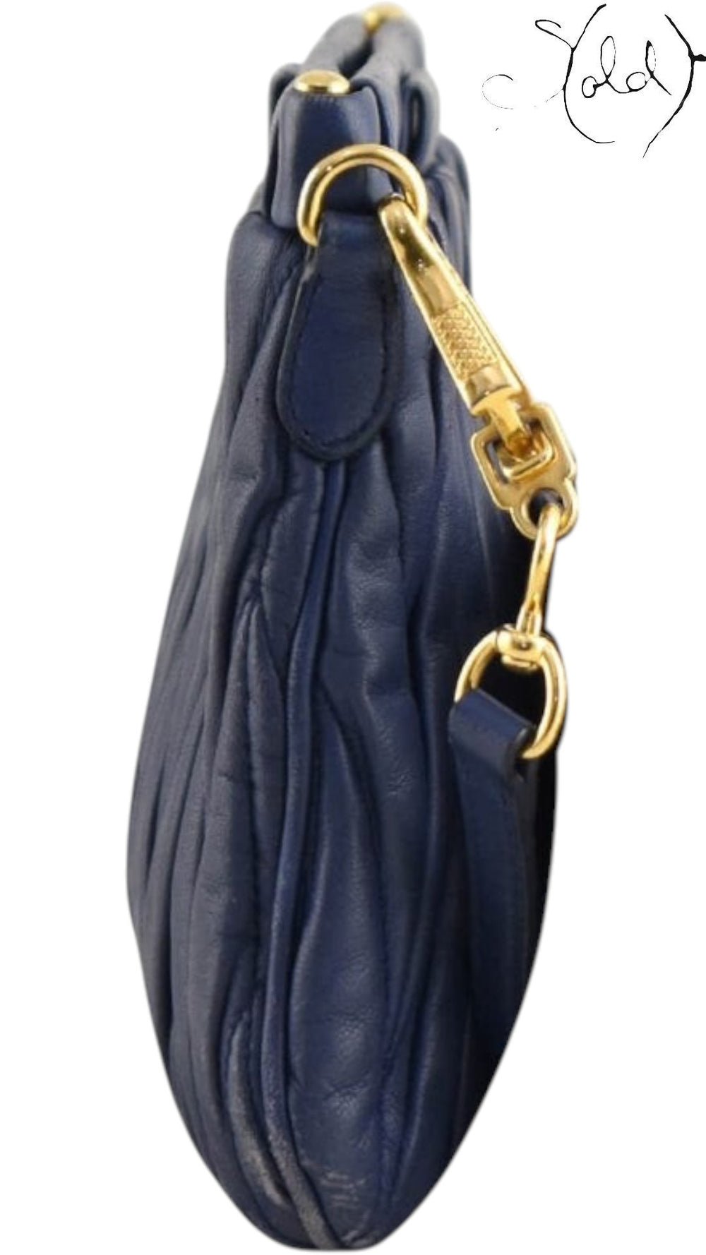 Miu Miu Blue Matelasse Leather Crossbody Bag condition detail