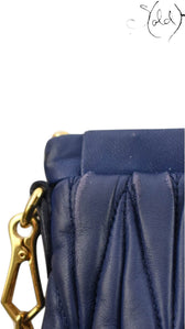 Miu Miu Blue Matelasse Leather Crossbody Bag strap detail