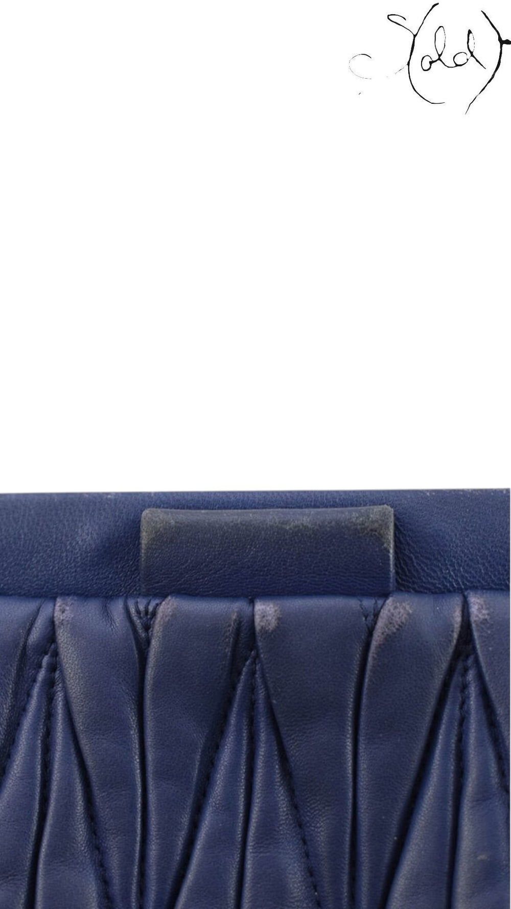 Miu Miu Blue Matelasse Leather Crossbody Bag logo detail