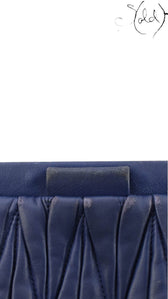 Miu Miu Blue Matelasse Leather Crossbody Bag logo detail