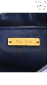 Miu Miu Blue Matelasse Leather Crossbody Bag zipper detail