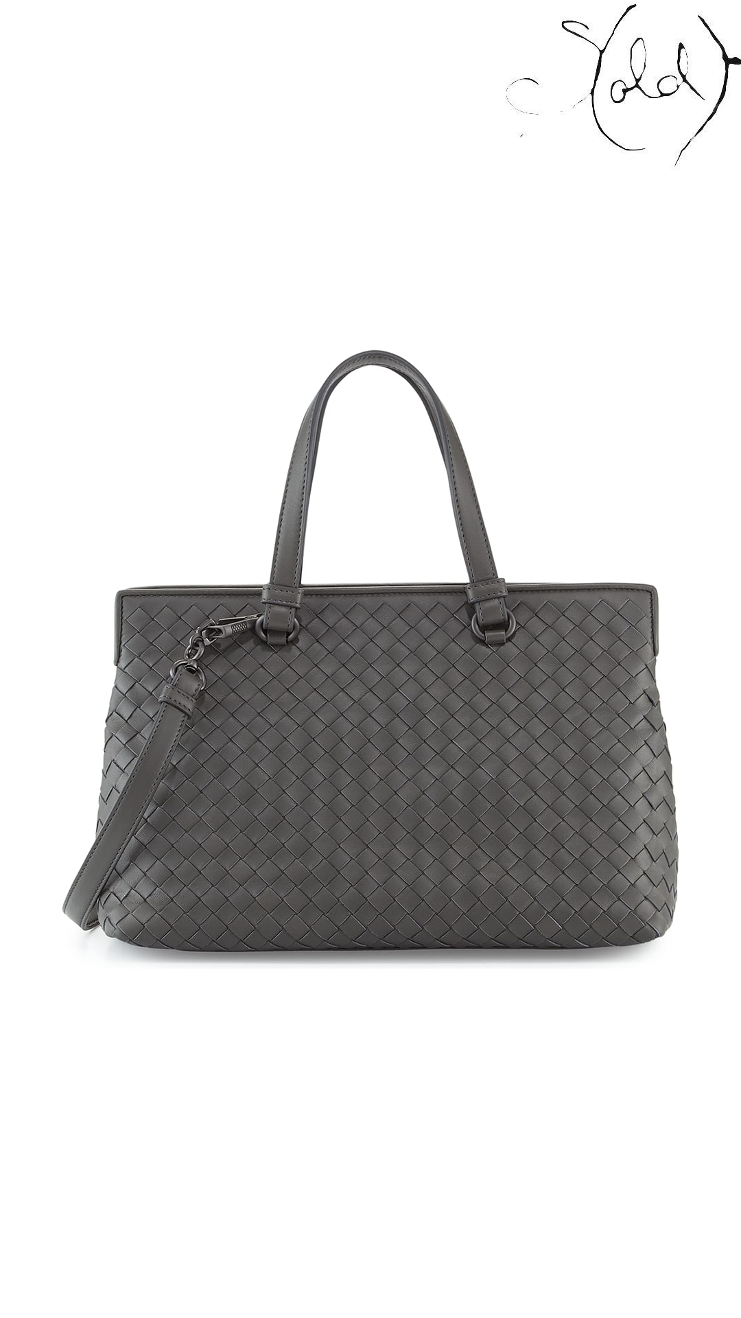 Bottega Veneta Medium Accordion Tote in Pacific Intrecciato lambskin, front view