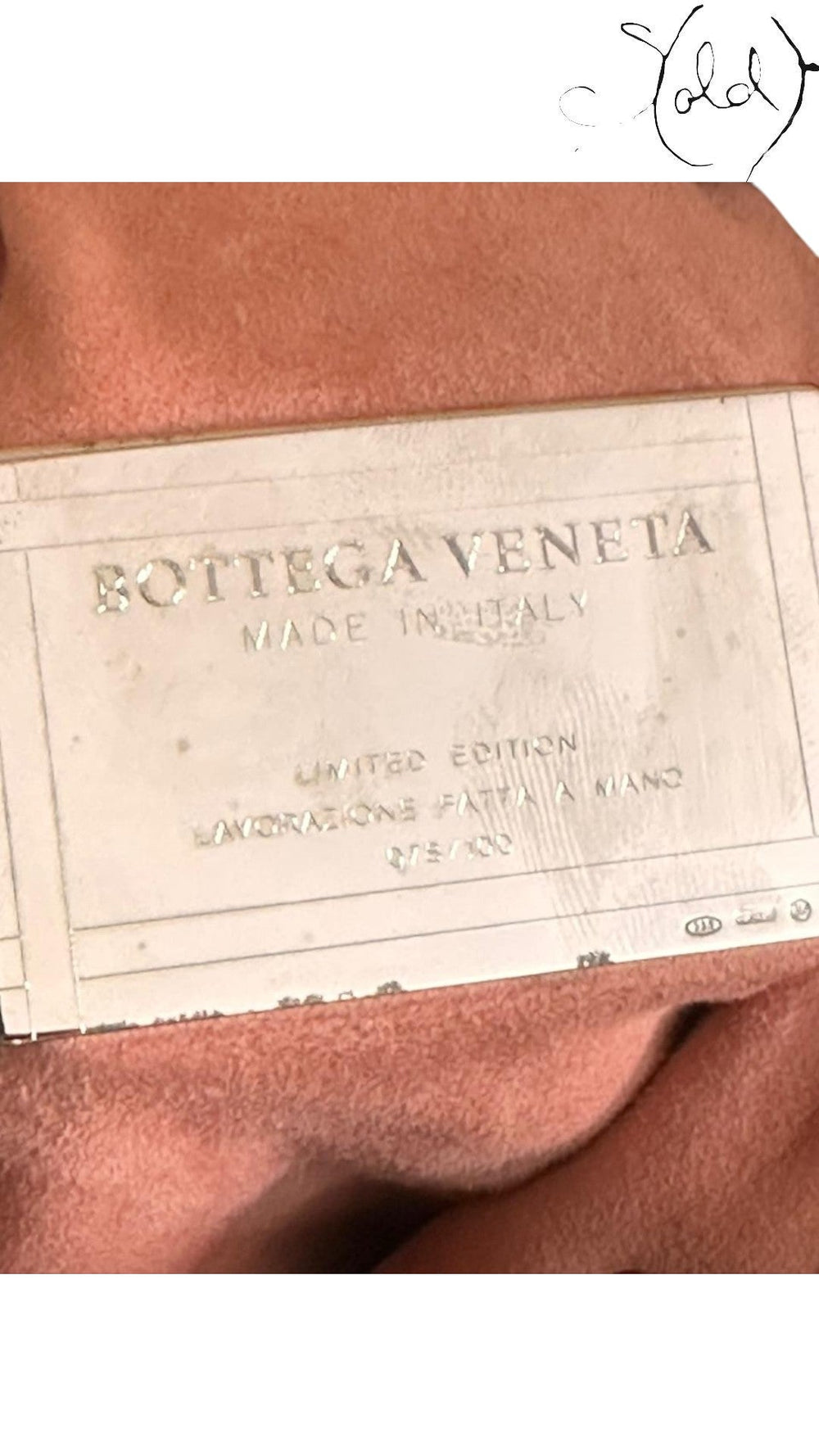 Sold Attire: Bottega Veneta limited edition 078/100 python tote authenticity plaque, made in Italy.