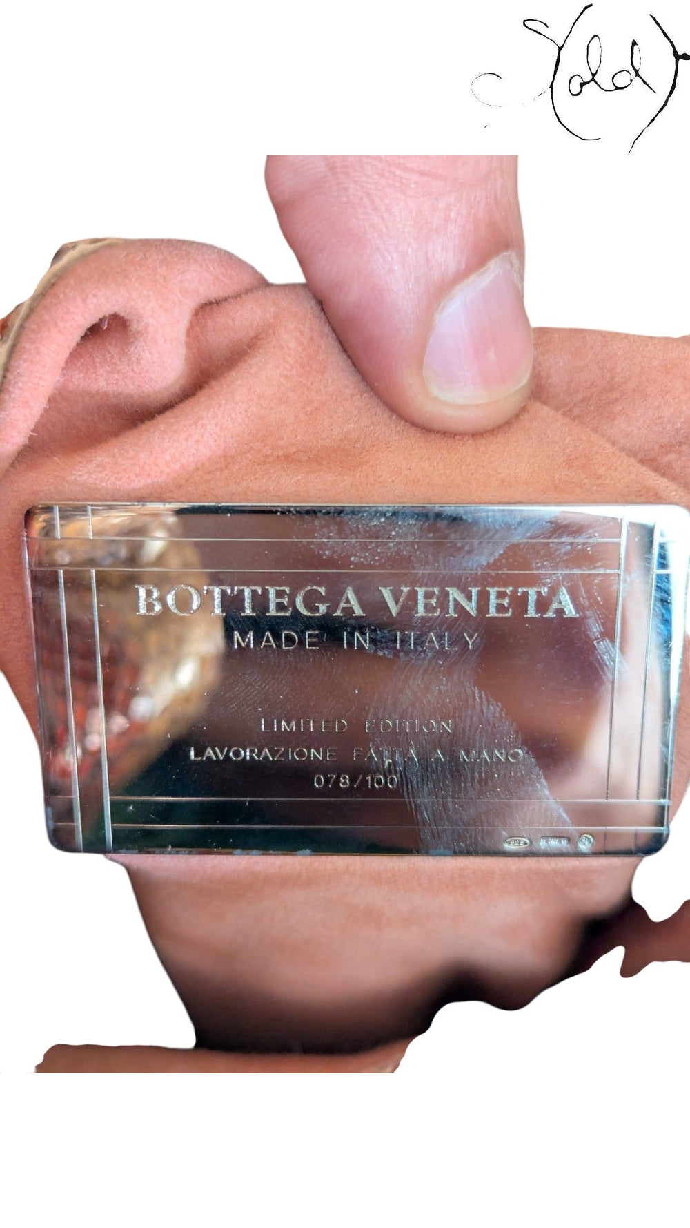 Sold Attire: Bottega Veneta limited edition red python tote interior silver plaque showing "LIMITED EDITION LAVORAZIONE FATTA A MANO 078/100"