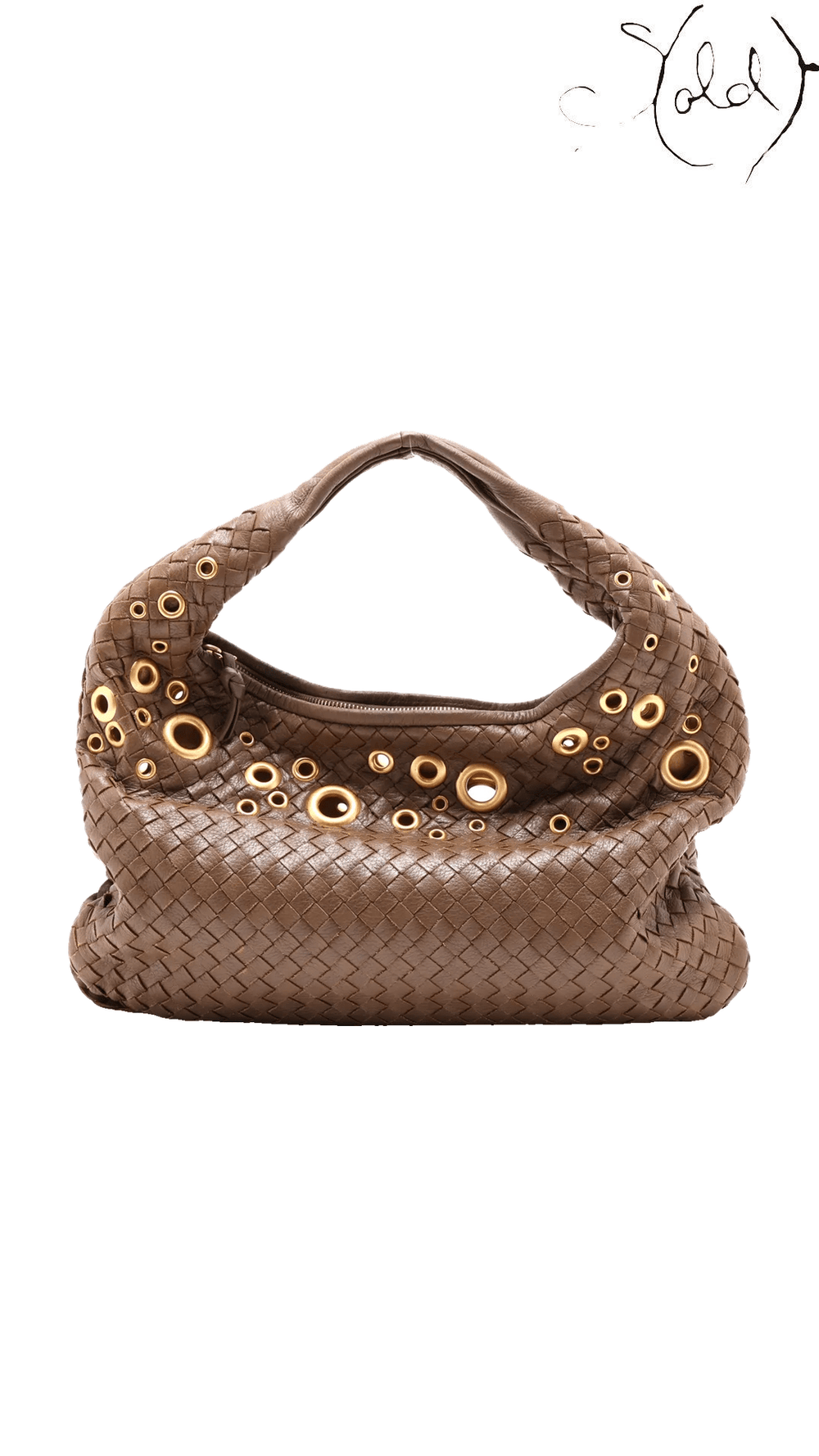 Bottega Veneta Intrecciato Grommet Hobo Khaki Leather, reverse exterior