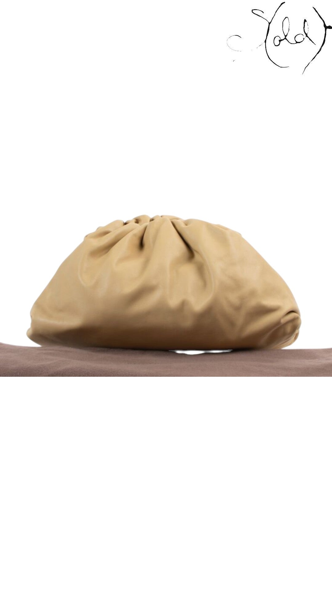 Bottega Veneta Intrecciato Pouch XL Almond Calfskin Mint Condition — Authenticated Pre-Owned | Sold Attire