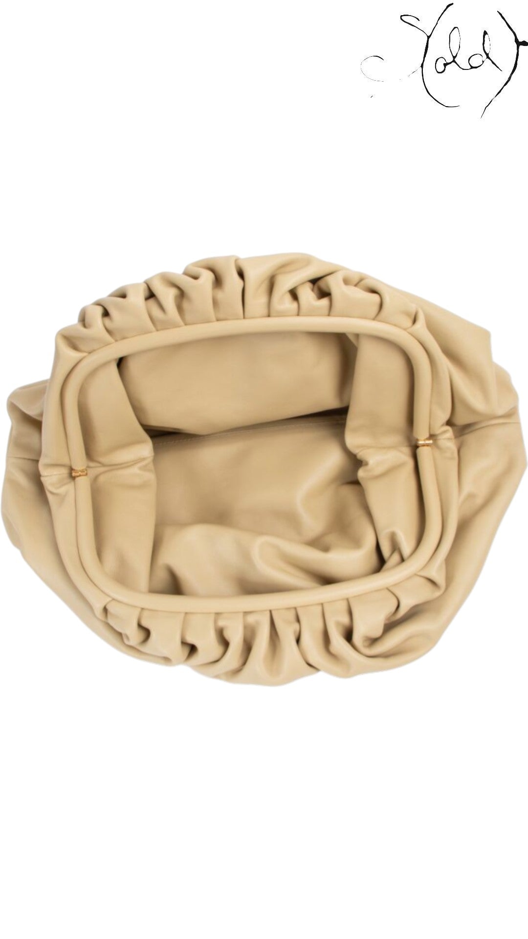 Bottega Veneta Intrecciato Pouch XL Almond Calfskin Mint Condition — Detail view | Sold Attire