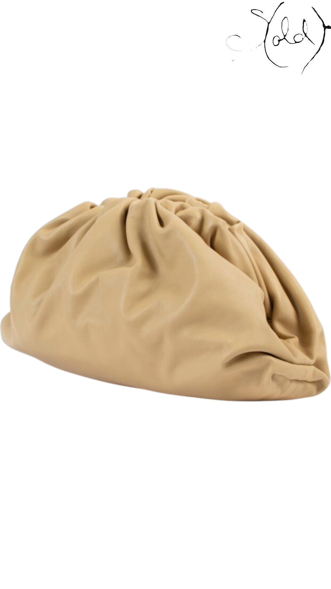 Bottega Veneta Intrecciato Pouch XL Almond Calfskin Mint Condition — Interior view | Sold Attire