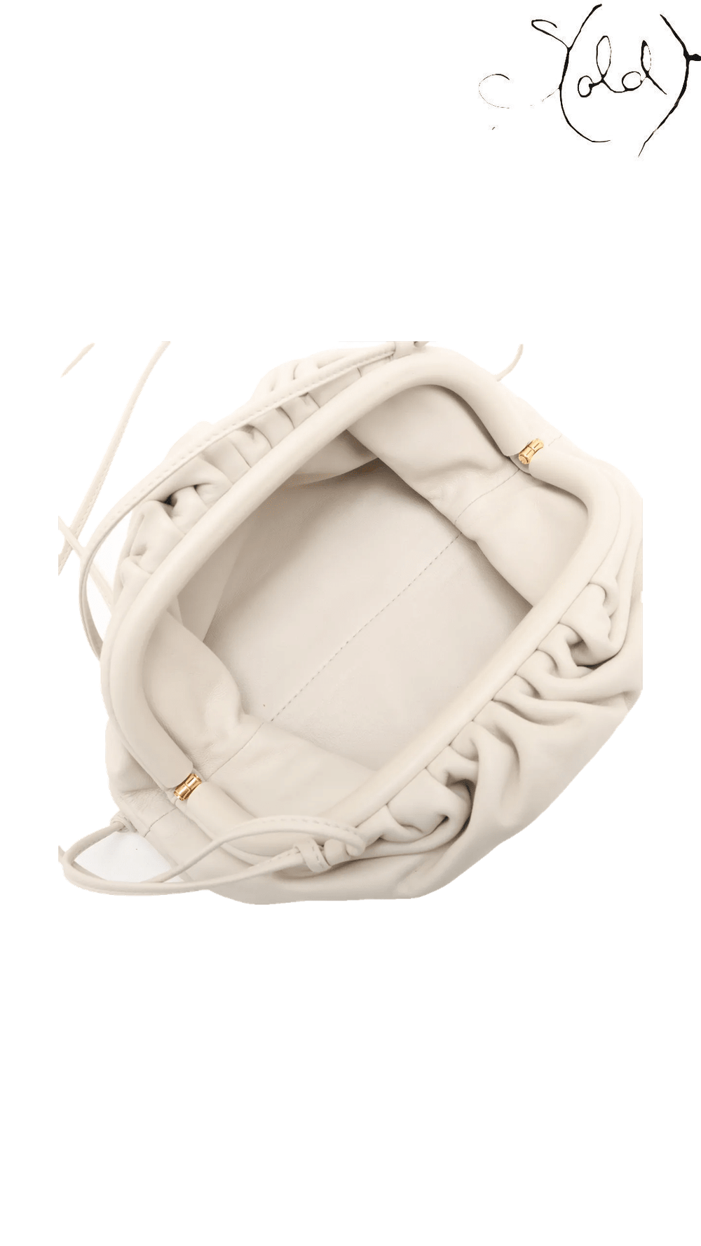 Bottega Veneta Mini Pouch White Leather Shoulder Bag, open leather interior