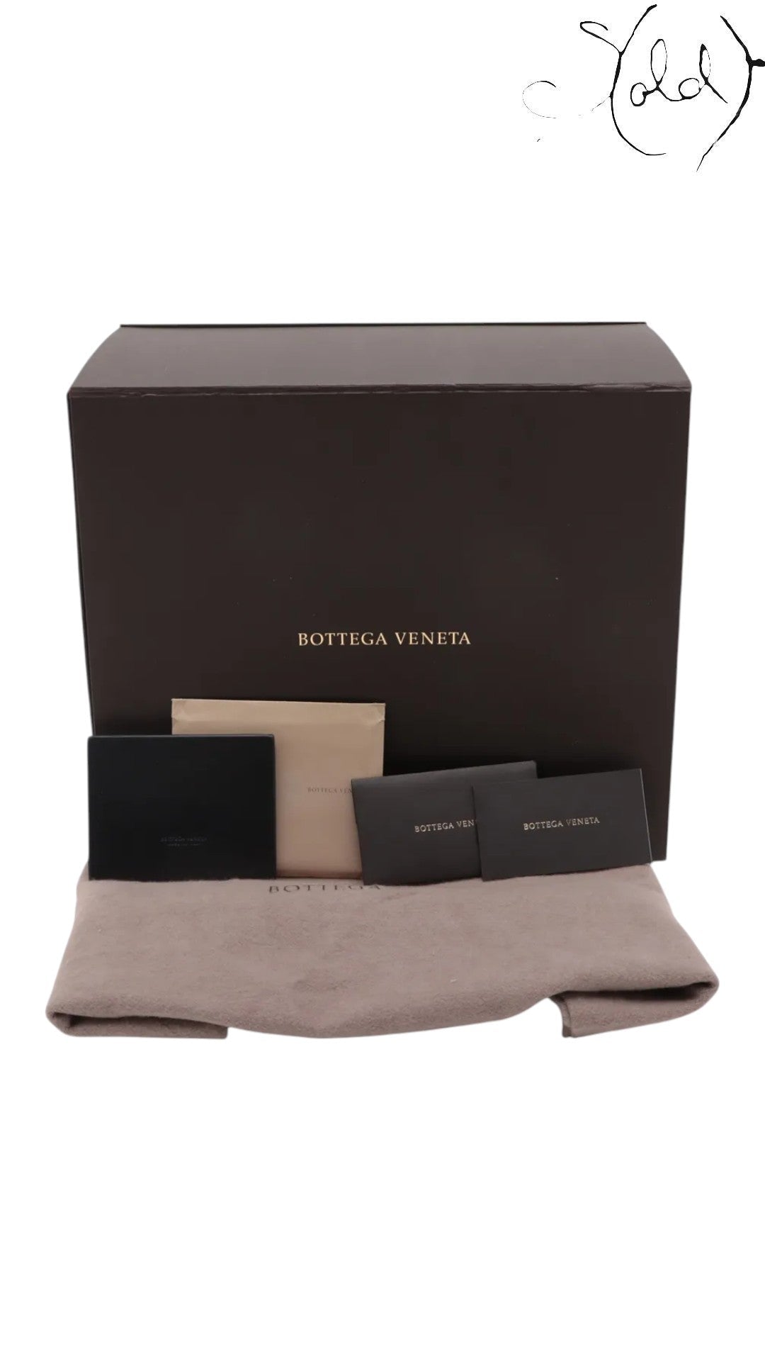 Sold Attire Bottega Veneta Roma handbag set with box, dust bag, authenticity card, mirror, and care booklet.