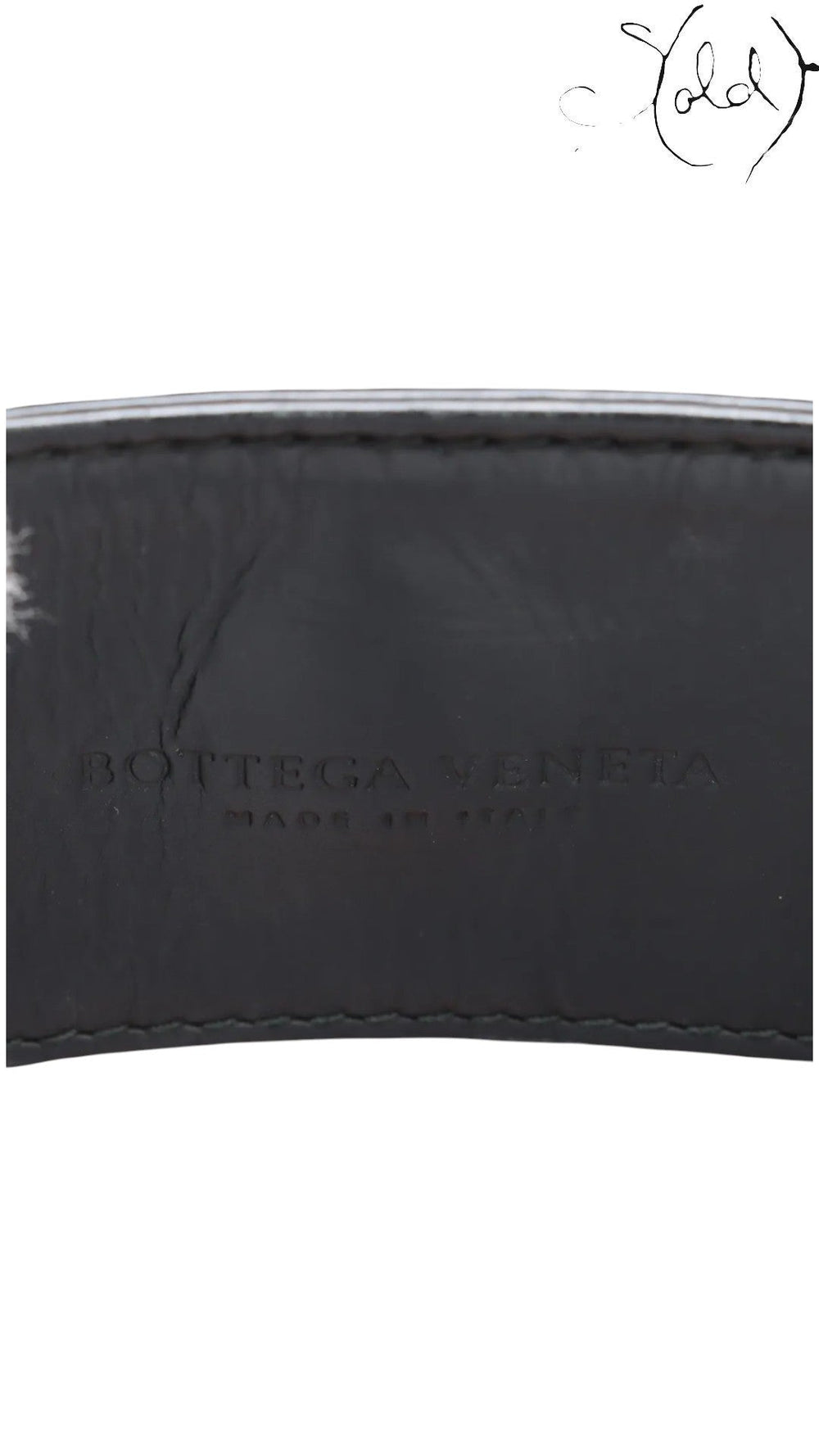 Sold Attire Bottega Veneta Roma black Intrecciato nappa leather 2-way handbag interior detail with embossed logo and 'Made in Italy'.