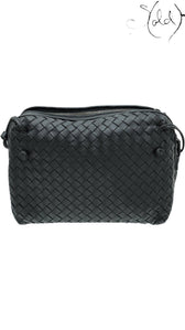 Bottega Veneta Black Intrecciato Nappa Nodini Double Zip Crossbody Bag, Back view | Sold Attire