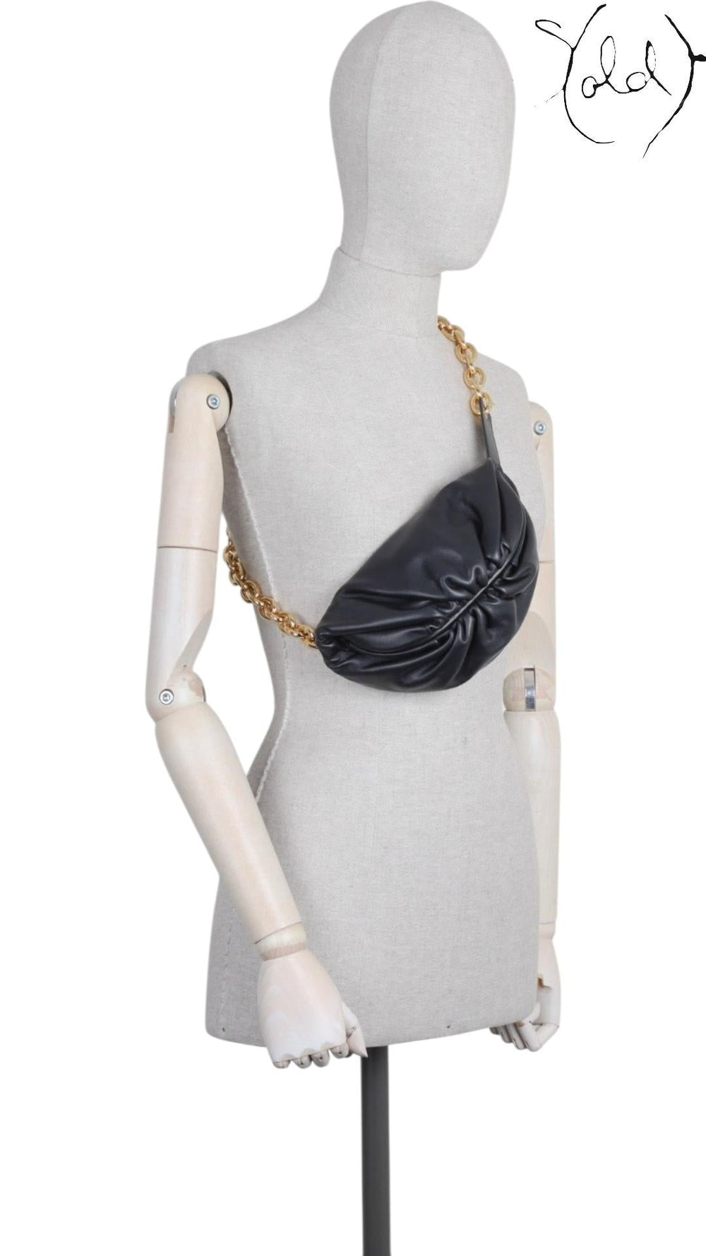 Bottega Veneta Black Leather The Belt Chain Pouch, Hardware detail | Sold Attire