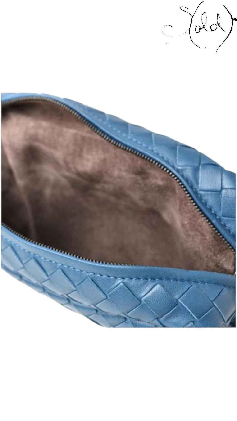 Bottega Veneta Intrecciato Baby Blue Clutch - Convertible Shoulder Bag, Interior view | Sold Attire
