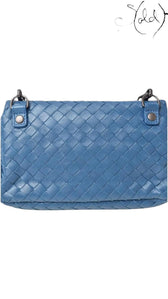 Bottega Veneta Intrecciato Baby Blue Clutch - Convertible Shoulder Bag, Back view | Sold Attire