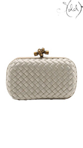 Bottega Veneta Knot Clutch Gold Silk Brass Hardware 2018, Authenticated Pre-Owned | Sold Attire