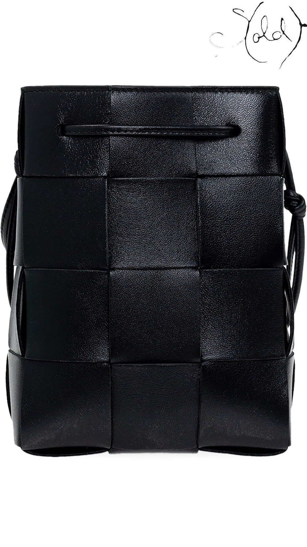 Bottega Veneta Lambskin Intreccio Small Cassette Crossbody Bucket Bag Black | Sold Attire, Authenticated Pre - Owned | Sold Attire