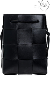 Bottega Veneta Lambskin Intreccio Small Cassette Crossbody Bucket Bag Black | Sold Attire, Authenticated Pre - Owned | Sold Attire