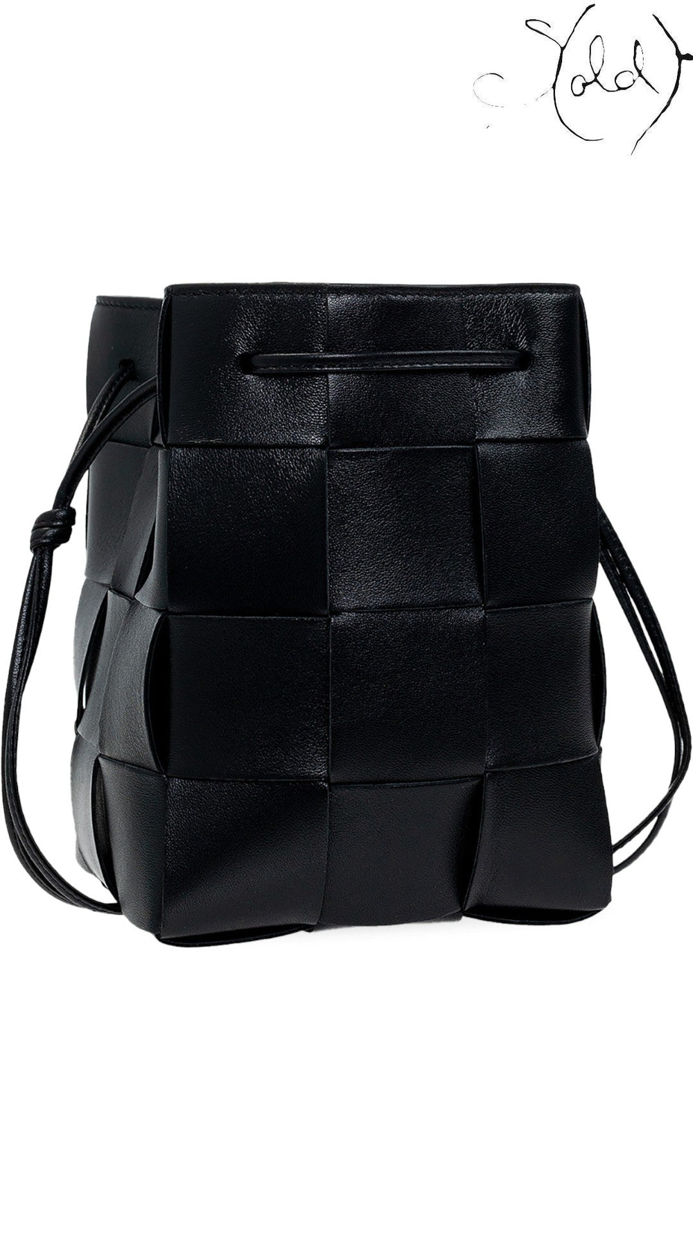 Bottega Veneta Lambskin Intreccio Small Cassette Crossbody Bucket Bag Black | Sold Attire, Authenticated Pre - Owned | Sold Attire