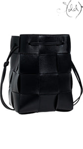 Bottega Veneta Lambskin Intreccio Small Cassette Crossbody Bucket Bag Black | Sold Attire, Authenticated Pre - Owned | Sold Attire