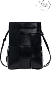 Bottega Veneta Lambskin Intreccio Small Cassette Crossbody Bucket Bag Black | Sold Attire, Authenticated Pre - Owned | Sold Attire