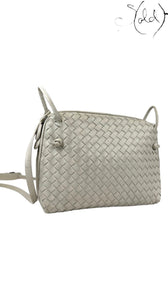 Sold Attire taupe nappa leather Bottega Veneta Nodini crossbody bag with signature Intrecciato weave.