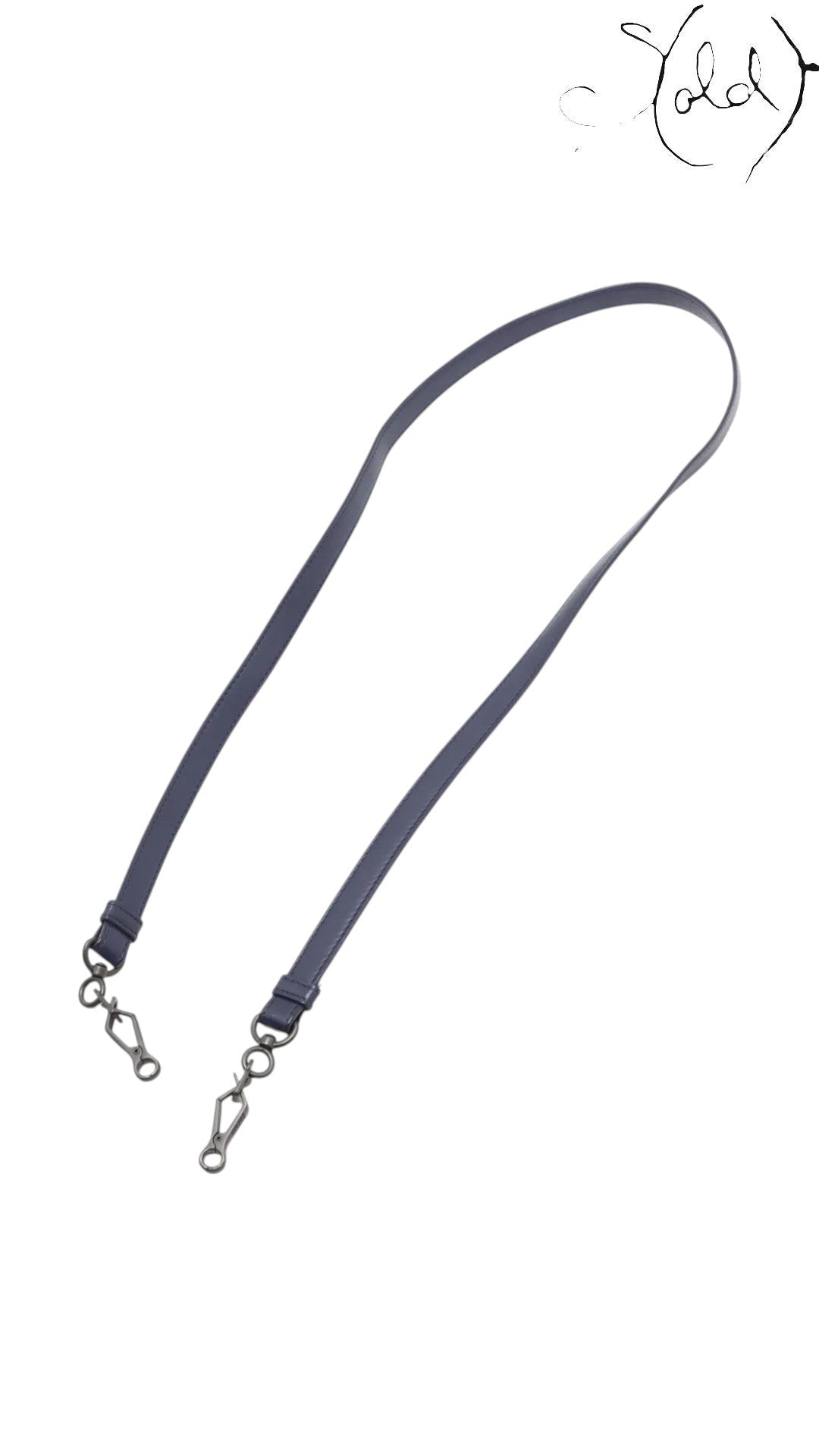 Sold Attire navy blue calfskin shoulder strap with gunmetal clasps for Bottega Veneta Roma bag