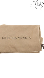 Sold Attire Bottega Veneta dust bag in tan with drawstring closure and black logo.