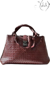 BOTTEGA VENETA Intrecciato Large Roman Handbag – Archival Brunello, Close-up | Sold Attire