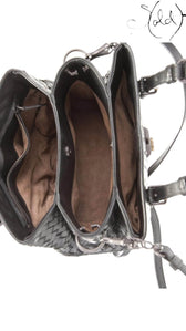 BOTTEGA VENETA Intrecciato Mini Roma – Black Calfskin Weave, Detail view | Sold Attire