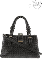 BOTTEGA VENETA Intrecciato Mini Roma – Black Calfskin Weave, Back view | Sold Attire