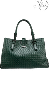 BOTTEGA VENETA Nappa Intrecciato Medium Roma – Forest Green Weave, Back view | Sold Attire