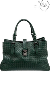 BOTTEGA VENETA Nappa Intrecciato Medium Roma – Forest Green Weave, Authenticated Pre-Owned | Sold Attire