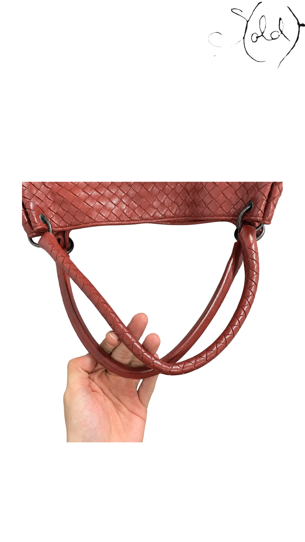 Bottega Veneta red Intrecciato Parachute bag: handles and top detail