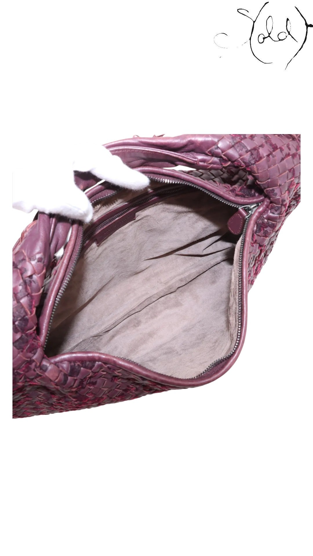 Bottega Veneta Bordeaux Intrecciato XL Hobo Suede Leather Late 2010s, Side view | Sold Attire