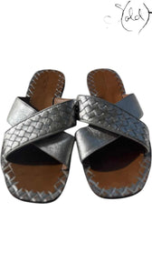 Bottega Veneta Slides – Silver Intrecciato Icon, Authenticated Pre-Owned | Sold Attire