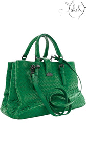 BOTTEGA VENETA Small Roma Bag – Smeraldo Green Intrecciato, Back view | Sold Attire
