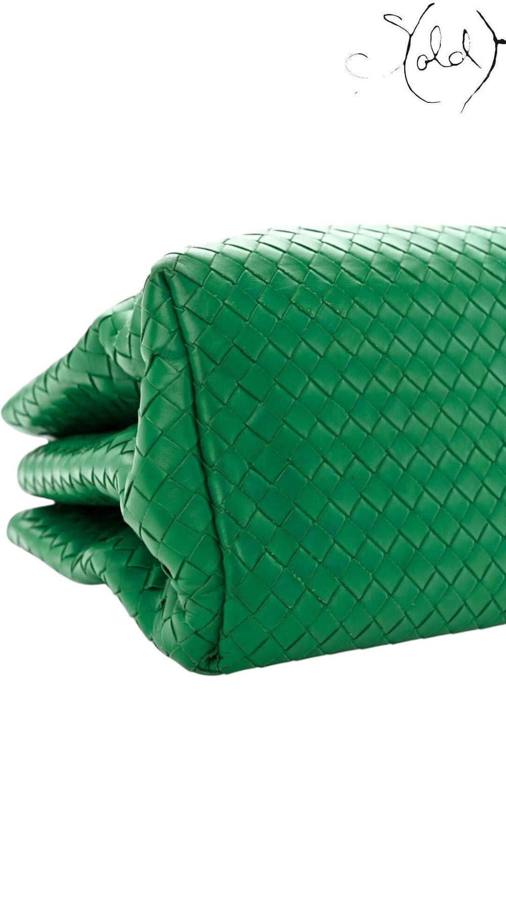 BOTTEGA VENETA Small Roma Bag – Smeraldo Green Intrecciato, Hardware detail | Sold Attire